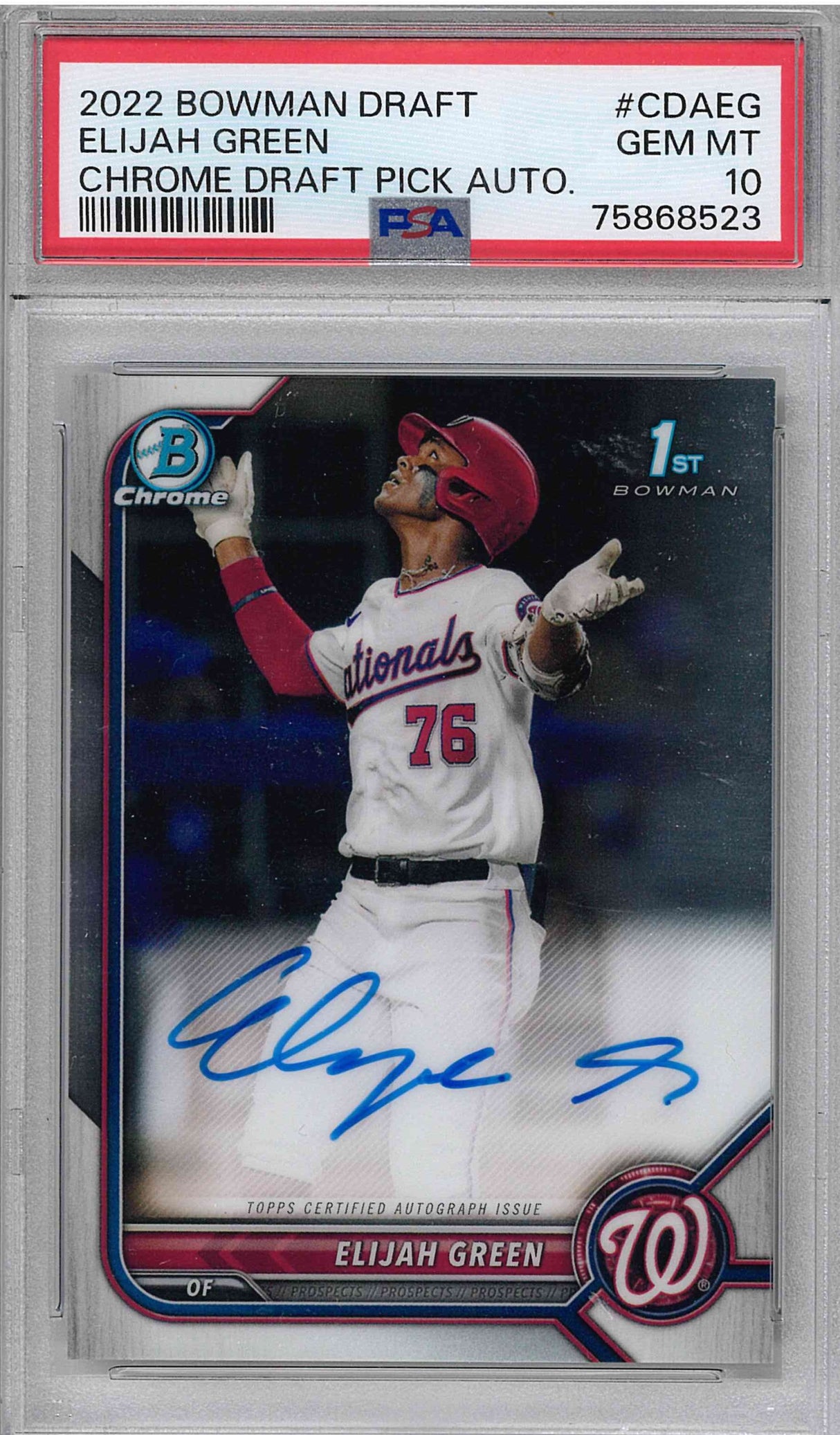 2022 BOWMAN DRAFT ELIJAH GREEN CHROME DRAFT PICK AUTO