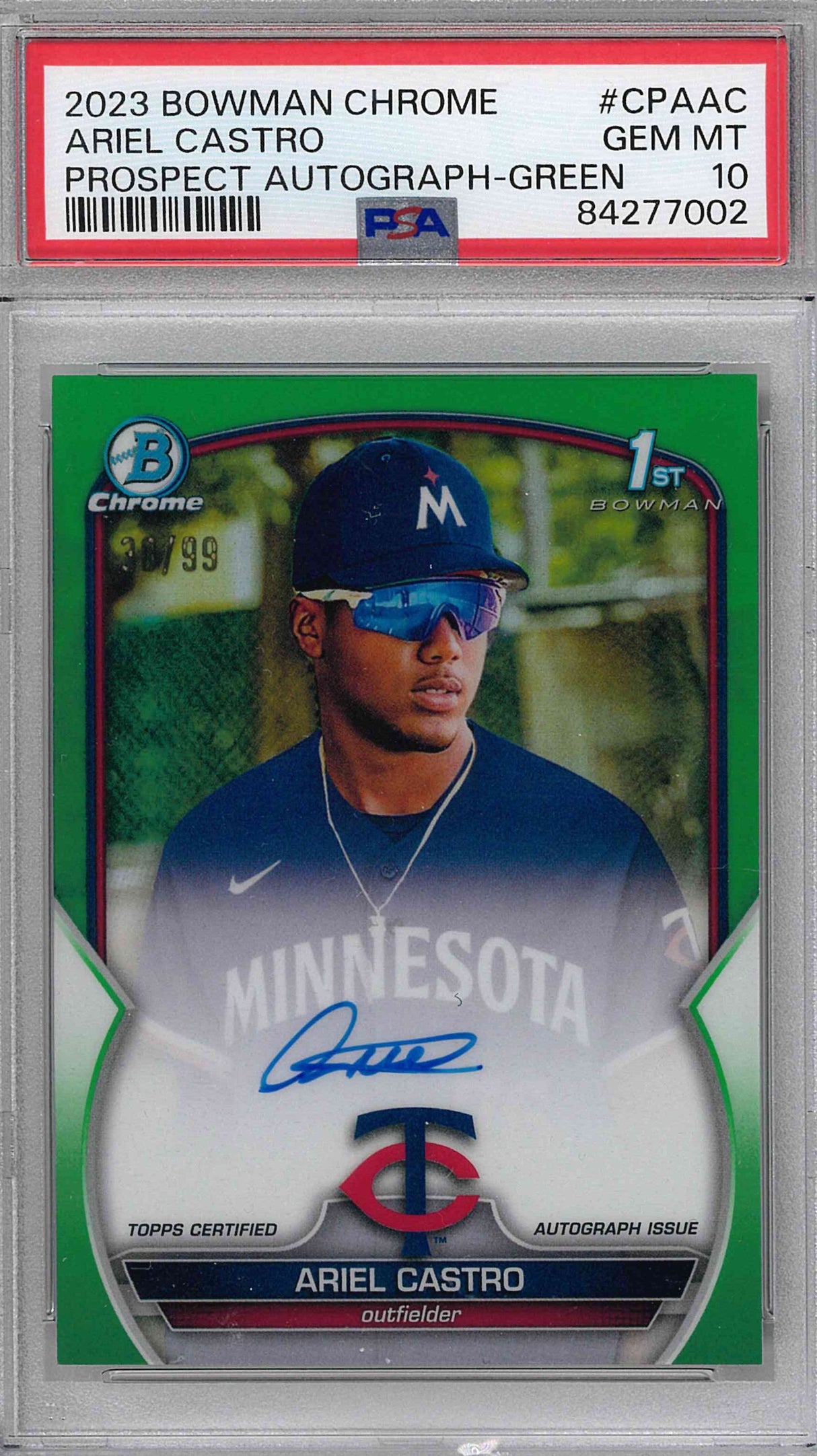 2023 BOWMAN CHROME ARIEL CASTRO PROSPECT AUTOGRAPH-GREEN