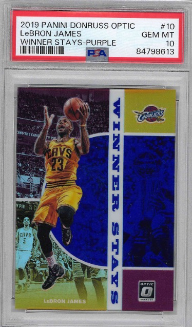 2019 PANINI DONRUSS OPTIC LeBRON JAMES WINNER STAYS-PURPLE