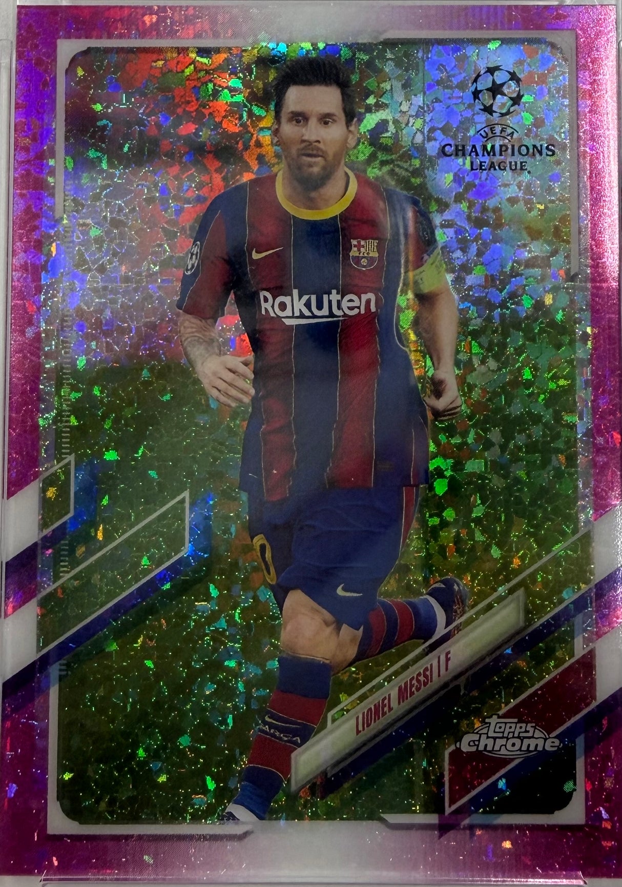 2020 TOPPS CHROME UCL LIONEL MESSI PINK MINI DIAMOND REF.